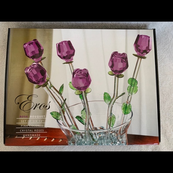 Eros Purple Glass Roses, 6- 13 inch steamed roses